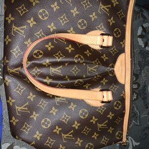 Louis Vuitton Brown Tote Bag with Iconic Monogram Pattern
